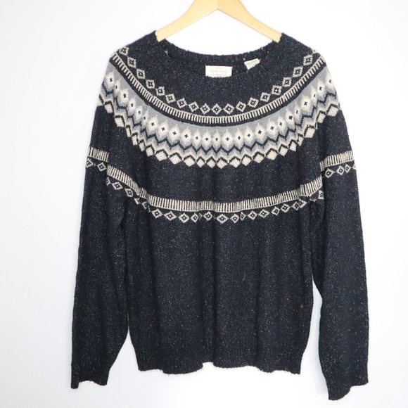 Weatherproof Vintage Fairisle Pullover Sweater Black Crew Neck, Extra La… - Picture 1 of 6